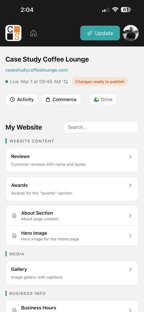 AyeZee client portal dashboard on mobile